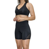 Conjunto Fitness Levanta Bumbum Com Tela Bermuda Top Nadador