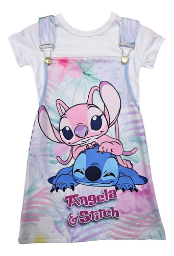 Jumper Disfraz Vestido Blusón Overol Bebé Niña Angela Y Stitch Lilo Y Stich Personajes Animados Fiesta Cumpleaños