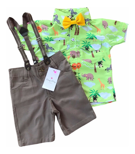 Conjunto Menino Safari Animais Arca De Noé Temático Infantil