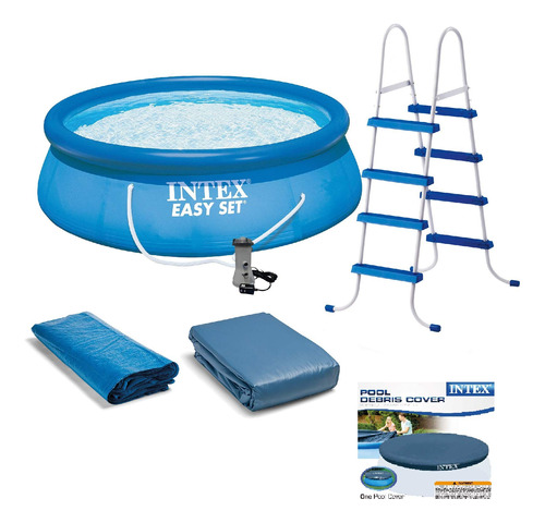 Intex Piscina Sobre El Suelo, Escalera Con Bomba Y Cubierta.