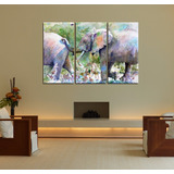 Cuadro 40x60cm Elefantes Watercolor Animales