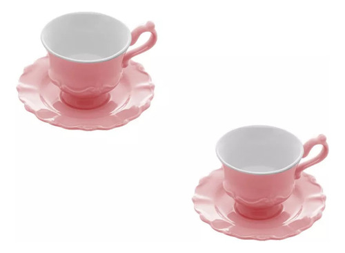 Conjunto Xicaras Chá Rosê Wolff (02 Unid) Fancy Porcelana