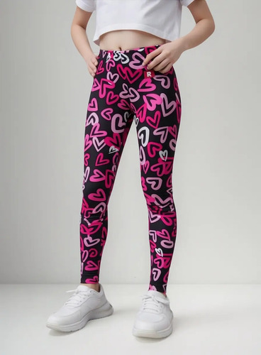 Leggins Largos Con Estampado De Corazones Para Niñas Adolesc