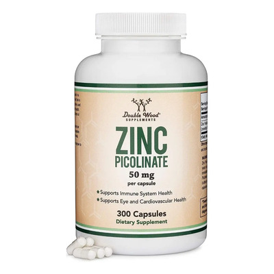 Double Wood Picolinato De Zinc 50mg apoyo inmunológico sin OMG 300 Cápsulas Vegano Sin Sabor | Envío gratis