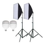 Kit Estudio 2 Softbox 50 X 70 Com Lampadas Led, Luz Continua