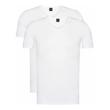 Camiseta Hugo Boss Cuello V 2 Pack Blanco 100% Original