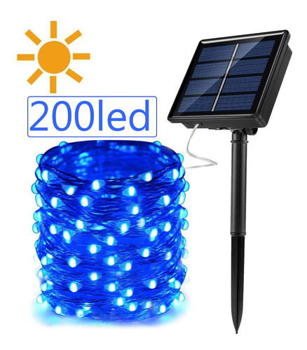 Cadena Solar Cobre Luces Azul Hada Navidad Luces 20m