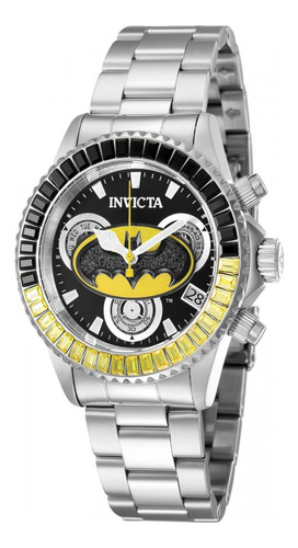 Reloj Invicta 41274 Acero Dama Color De La Correa Plateado Color Del Bisel Negro/dorado Color Del Fondo Negro