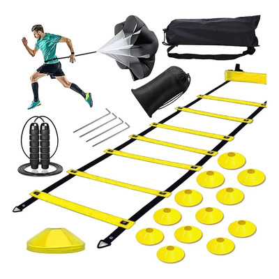 21 Piezas De Accesorios De Entrenamiento De Fútbol Con Conos, Aros De Agilidad, Escalera De Velocidad Y Bolsa De Transporte,color Dorado