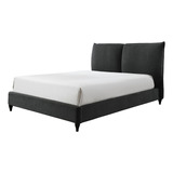 Cama Jenn Queen Color Gris Oscuro, Cama Minimalista Afelpada