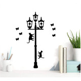 Bibitime Streetlight Cat Butterfly Wall Decal, 1 Farola 2 Ga