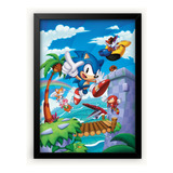 Pôster Quadro Decorativo Sonic Superstars Game A3 30x42cm