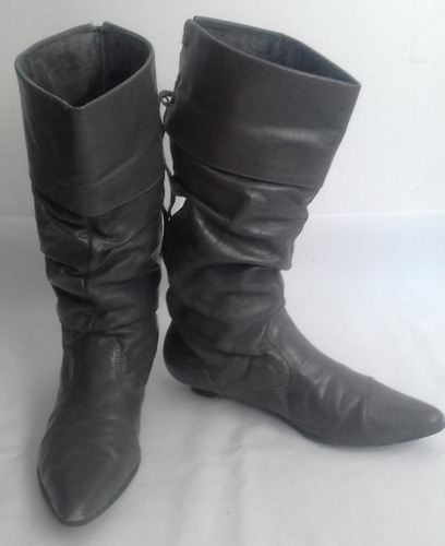 Botas Grises De Cuero N° 37 - Usadas