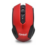 Mouse Óptico Ergonómico Usb Global Scroll Blister Rojo