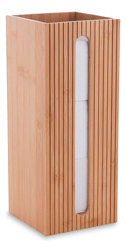   Porta Rollo Papel Higienico De Bamboo Rectangular 36x14.5