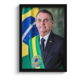 Quadro Presidente Jair Bolsonaro - A4 C/ Moldura E Vidro