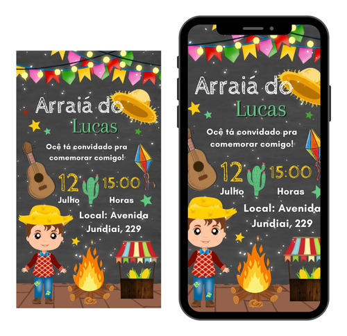 Convite Digital Whatsapp Infantil Vários Temas - Menino 100