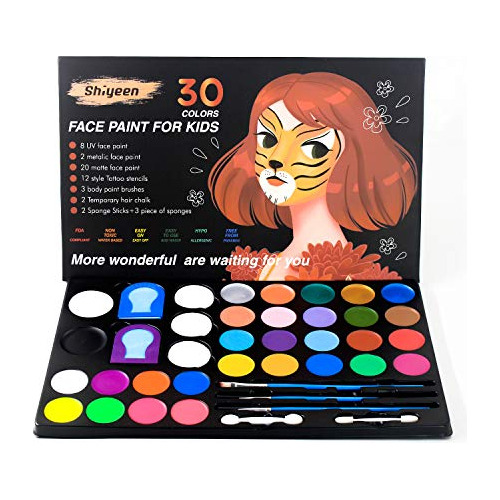 Kit De Pintura Facial Niños - 30 Pinturas Grandes Base...