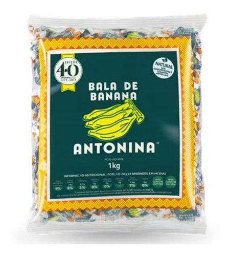 Bala De Banana Antonina Natural 1kg Sem Conservantes