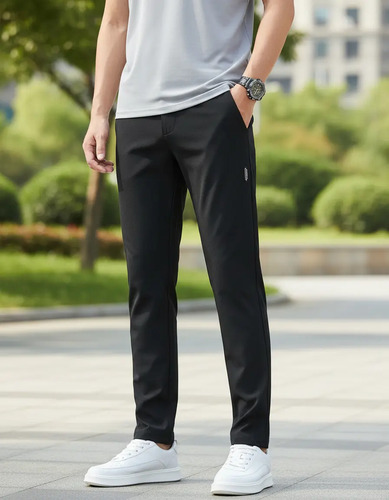 Pantalones Rectos Casuales De Strech De Hielo Para Hombre