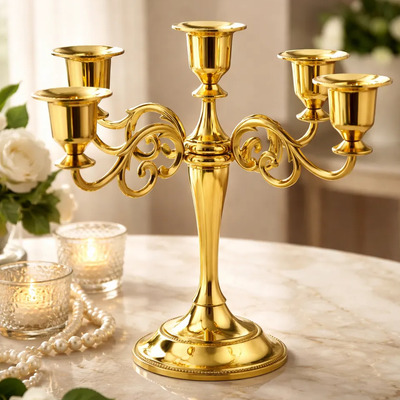 5arm Candelabro Portavelas De Metal Para Bodas\u002Fcenas\u002Ffiestas | MercadoLibre