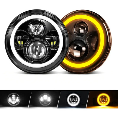 Par 7'' Faro H4 Led Redondo Ojo Ángel Wrangler Jeep | Envío gratis