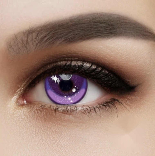Lentes De Contacto Morado Brilloso Purple Eyes + Liquido