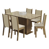 Comedor Moscou Plus Madesa Mesa Y 6 Sillas Rcs Beige