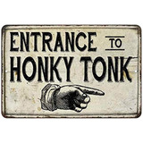 Entrada A Honky Tonk Vintage Placa De Metal