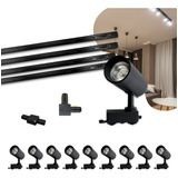 Kit Trilho Eletrificado 4m Preto + 10 Spots Led 10w Luz Frio