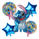 Kit C/5 Balão Metalizado Lilo Stitch E Balão Estrela Azul