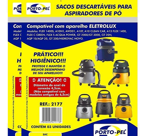 6 Sacos Aspirador Pó Electrolux Flex1400 Awd01 Gt3000 Aqp20 