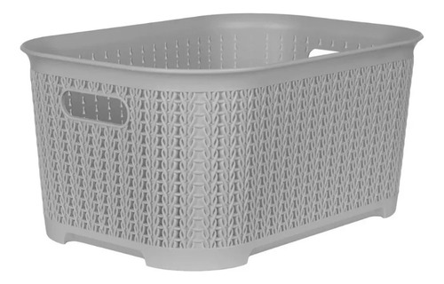 Canasto Organizador Canasta Plastica Simil Rattan Deco Color Gris