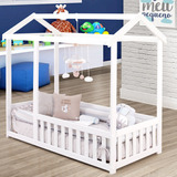 Cama Infantil Montessoriana Com Grade Nina Branco + Colchão