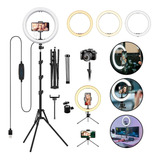 Kit Studio Anel Luz Ring Light 26cm 3 Tons+ Ring Light 6 Po