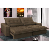 Cama Inbox Soft Sofa Retrátil E Reclinável 2,52m Com Molas Ensacadas  Tecido Suede Café