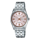 Reloj Caasio Mujer Análogo Ltp-1335d-4av Plata Y Rosa Becris