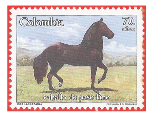 1987. Estampilla Caballo De Paso Fino 1, Colombia. Slg1