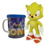 Boneco Sonic Amarelo Collection Com Caneca Personalizada