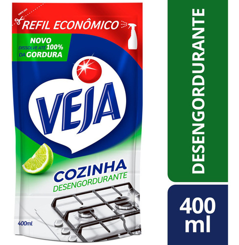 Refil Limpador Desengordurante Cozinha Limão 400ml Veja