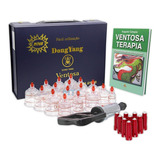 Kit Ventosas Para Acupuntura 17 Copos + Livro E Pinos Magnet