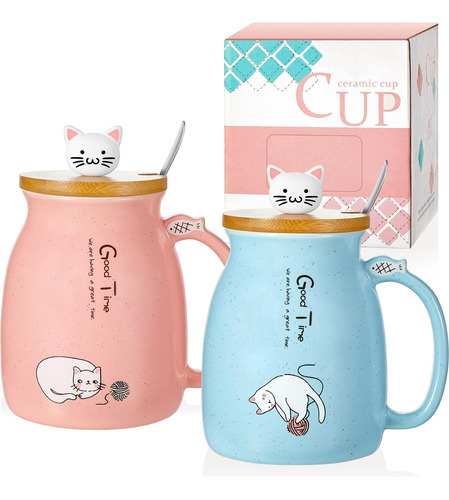 2 Paquetes Taza De Pareja De Gatos Tazas De Té De Cerámica T