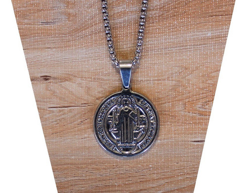 Medalla De San Benito De Acero Quirúrgico Y Cadena Acero