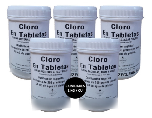 Cloro En Tableta  Para Piscina Pack 5 Kg