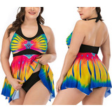 Traje De Baño Tankini For Dama Gordita Top Y Calzón Alto