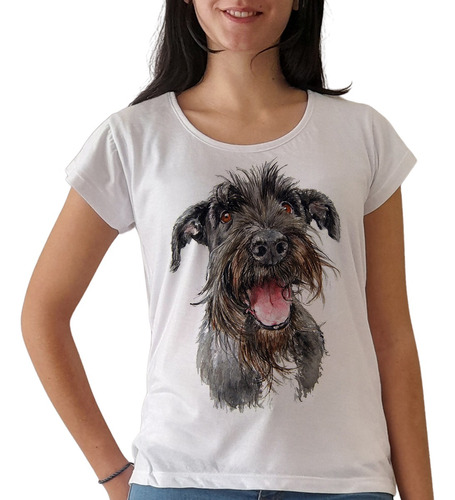 Remera Perro Schnauzer Animal Mujer Purple Chick