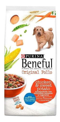 Alimento Beneful Original Para Perro Adulto Todos Los Tamaños Sabor Pollo Y Camote En Bolsa De 21.6kg