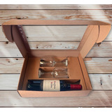 Caja Regalo Botella Vino 2 Copas Con Ventana Envío Inmediato