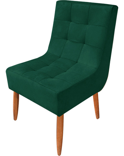 Cadeira Poltrona Estofada Suede Para Sala De Jantar Verde