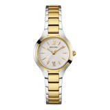 Reloj Para Mujer Bulova 98l217 Dress Color De La Correa Gris Color Del Bisel Dorado Color Del Fondo Blanco